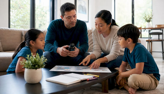 Family discussing ADHD supplements at kitchen table