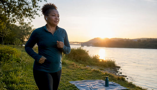 Woman jogging outdoors in morning light