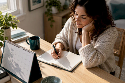 Woman tracking ADHD symptoms and hormonal changes