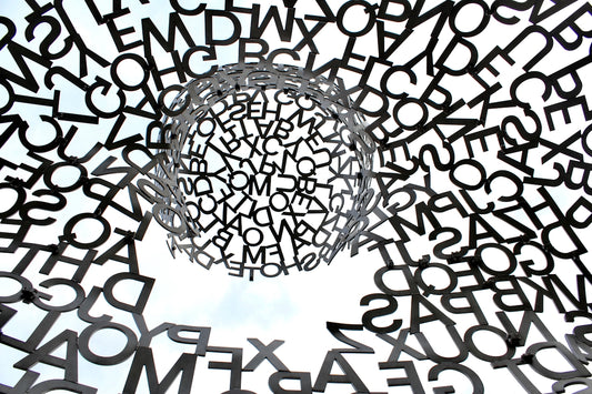 black swirl of letters