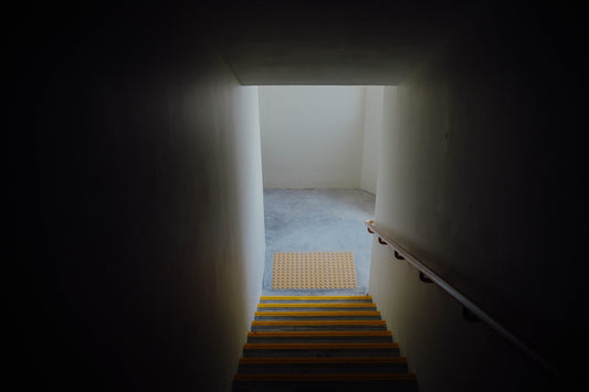 yellow and gray concrete stairs
