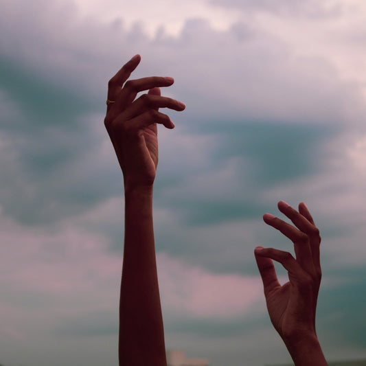 persons hand raising up