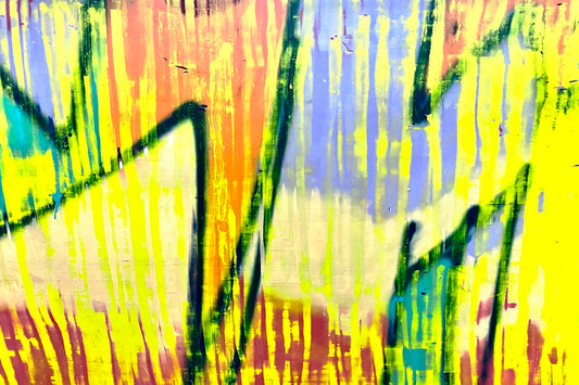 yellow white and black abstract painting