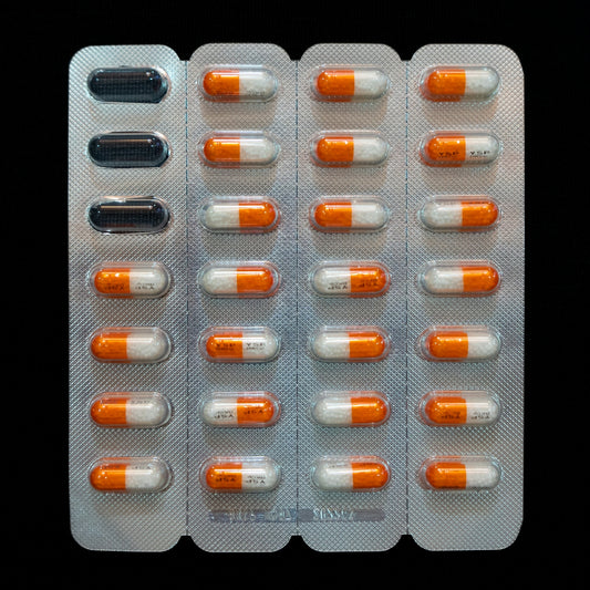 a close up of a pack of pills