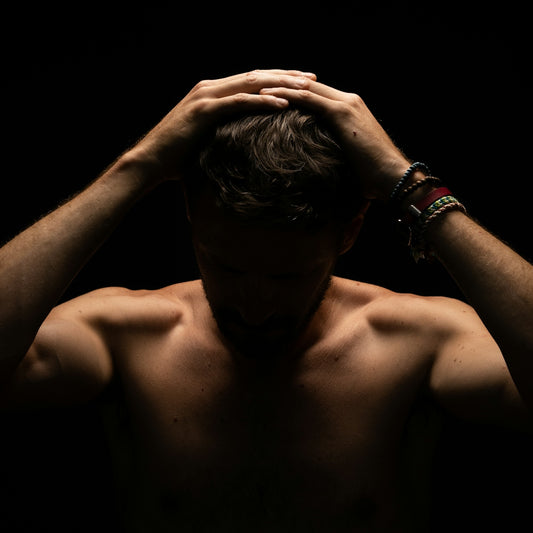a person with the head in the hands