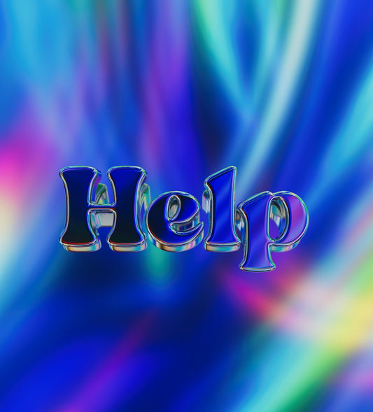 a blue and purple background with the word help