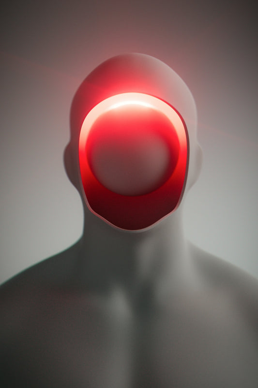A man with a red light on his head