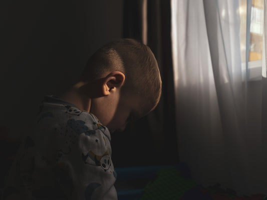 A young boy looking out of a window