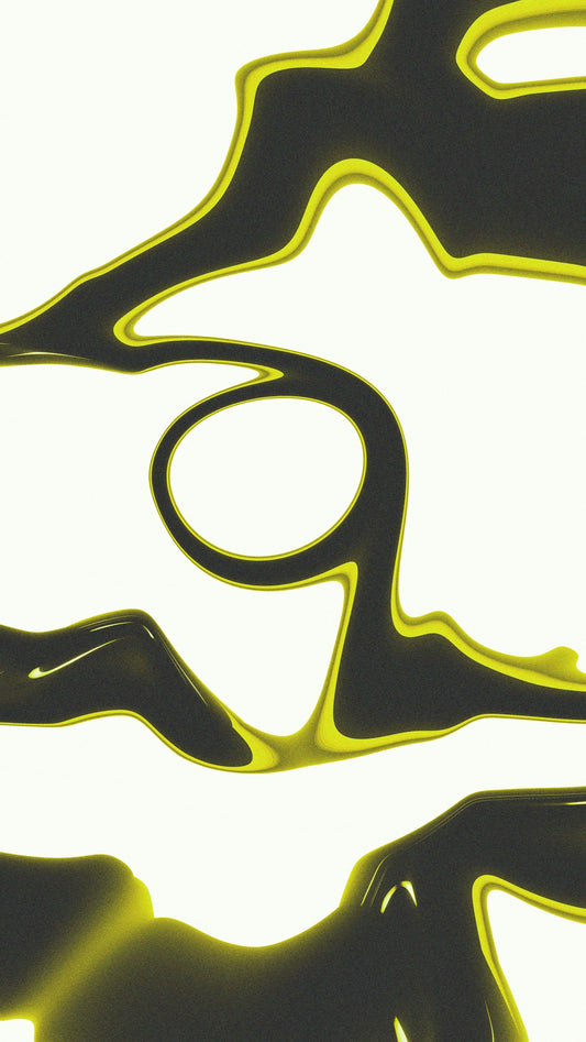 Abstract art with black and yellow liquid shapes.