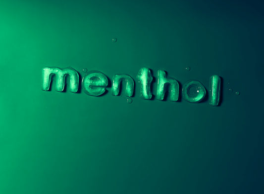 The word menthol rendered in 3D gel letters
