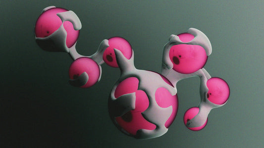 Abstract pink and white organic shapes connected together
