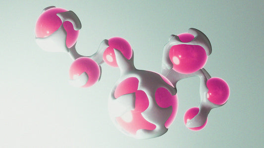 Abstract pink and white organic shapes connected together